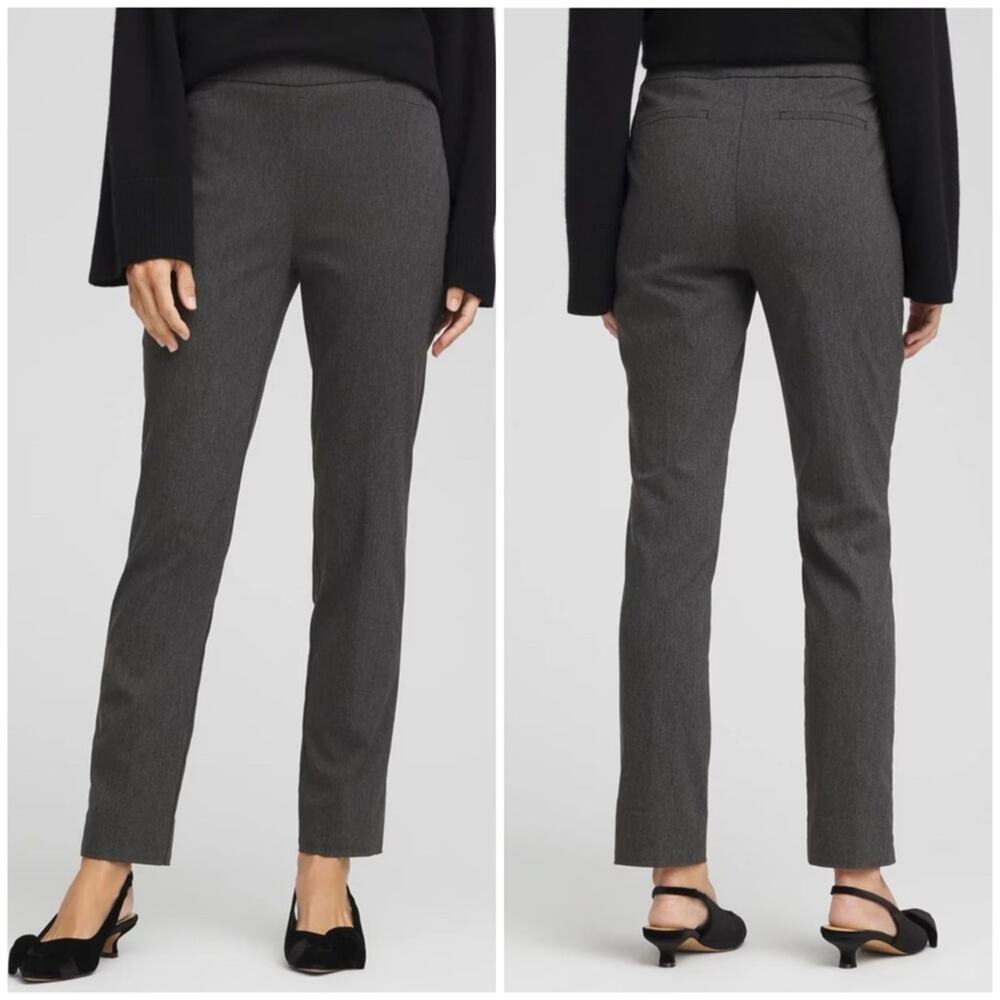 Chico's So Slimming 360 Pant Brigitte Slim Pant Graphite Heather Gray 3R NWT